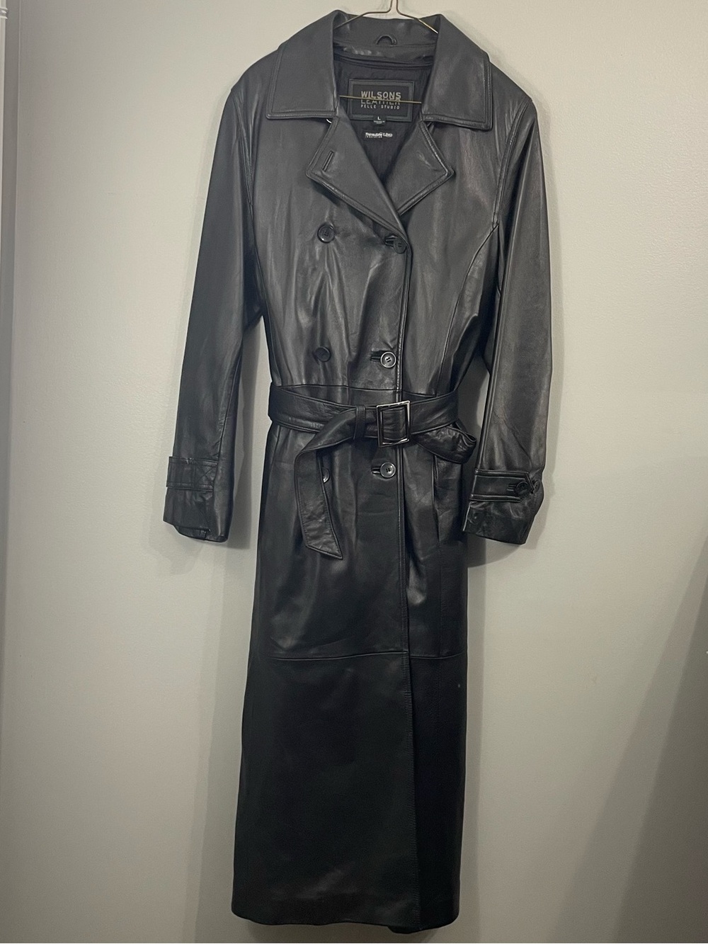 Vintage Wilsons Leather Trench Coat Double Breasted L Pelle Studio 3M Thinsulate